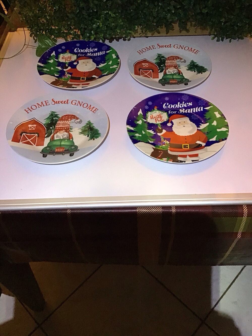 Royal Norfolk Christmas Plates Set 4 Cookies For Santa Home Sweet Gnome 8 Inch